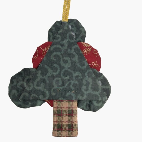 Yoyo Christmas Tree Ornament Button Quilted USA - Picture 3 of 5